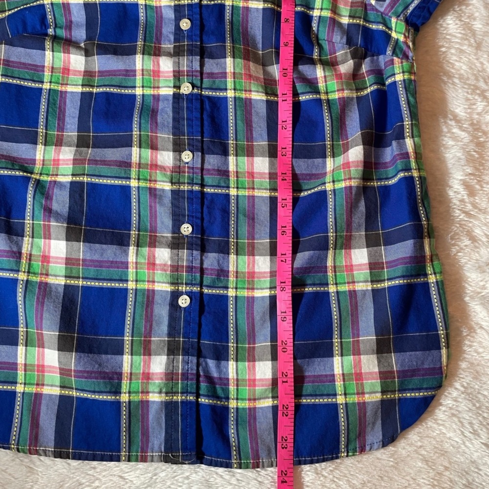 Talbots Petites Blue Multi Plaid Cotton Button Down Shirt Size SP  Coastal - Picture 6 of 6